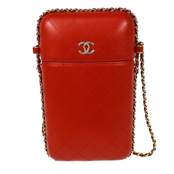 Chanel Red Calfskin Single Chain Shoulder Bag - Picture 1 of 6